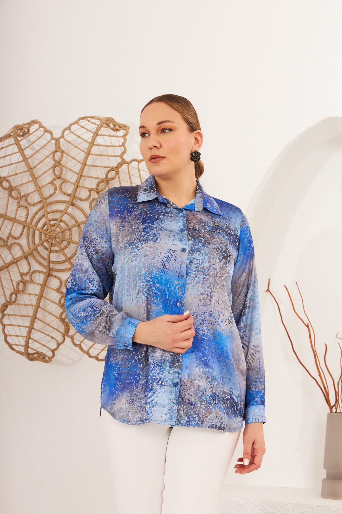 BÜYÜK BEDEN SATEN GÖMLEK