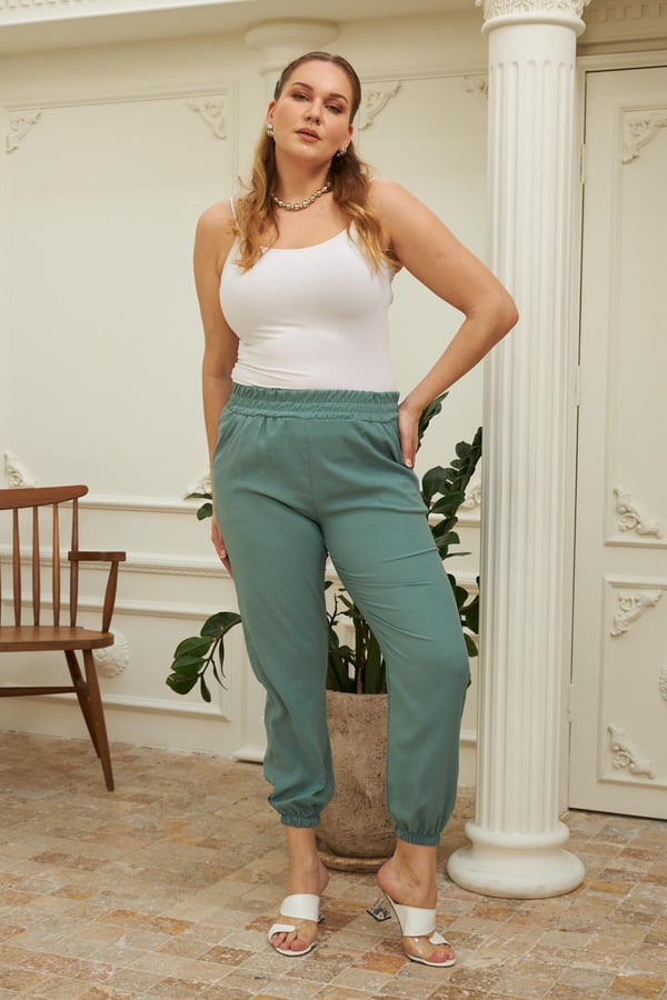 BEL VE PAÇA LASTİKLİ AEROBİN BÜYÜK BEDEN PANTOLON