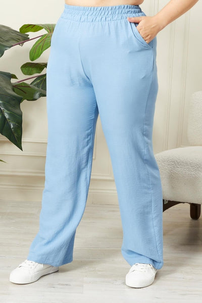 Beli Lastikli Geniş Paça Büyük Beden Lacivert Pantolon