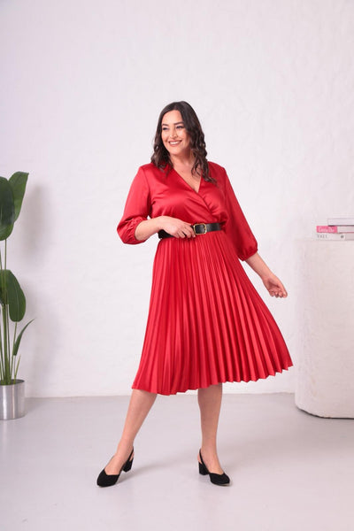 BÜYÜK BEDEN SATEN ELBİSE