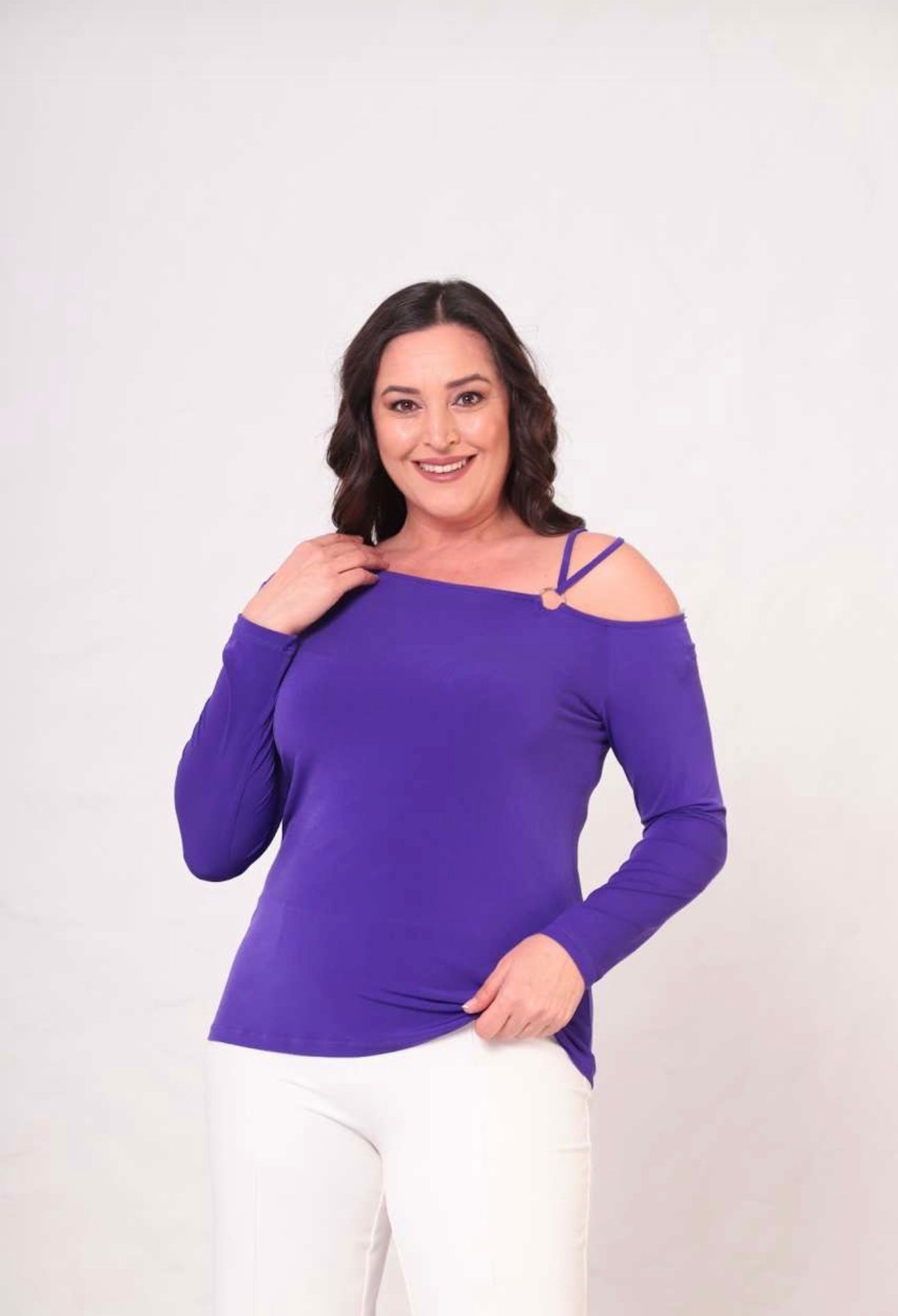 BÜYÜK BEDEN HALKA DETAYLI BLUZ