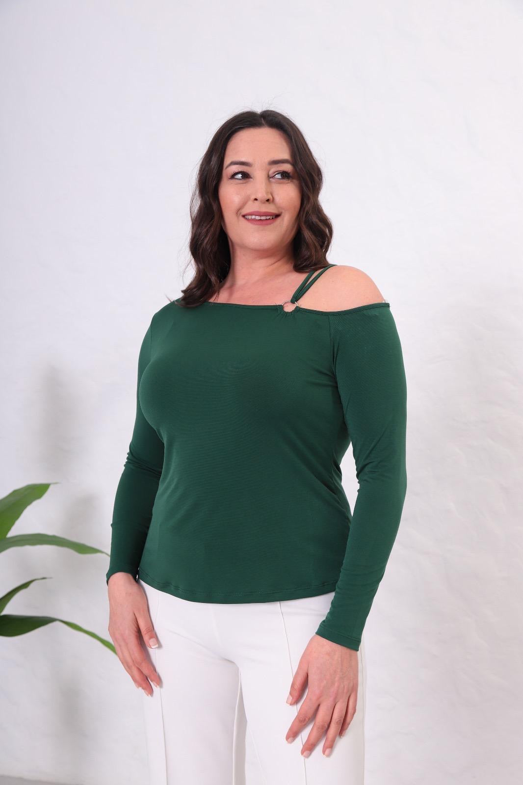 BÜYÜK BEDEN HALKA DETAYLI BLUZ