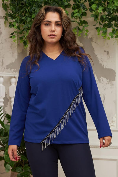 ÖN ZİNCİR AKSESUARLI BÜYÜK BEDEN BLUZ