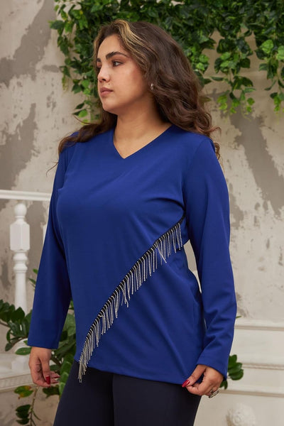 ÖN ZİNCİR AKSESUARLI BÜYÜK BEDEN BLUZ