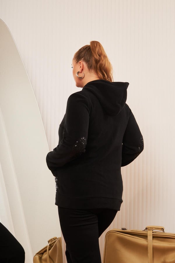 KOL VE CEP PUL PAYET İŞLEMELİ BÜYÜK BEDEN HIRKA