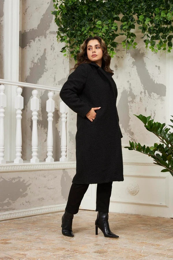 BÜYÜK BEDEN İÇİ ASTARLI KIVIRCIK KABAN