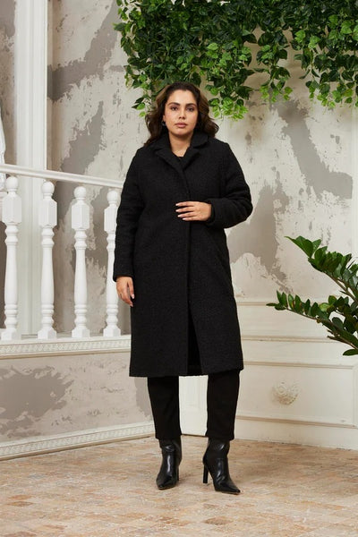 BÜYÜK BEDEN İÇİ ASTARLI KIVIRCIK KABAN