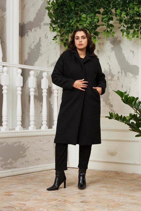 BÜYÜK BEDEN İÇİ ASTARLI KIVIRCIK KABAN