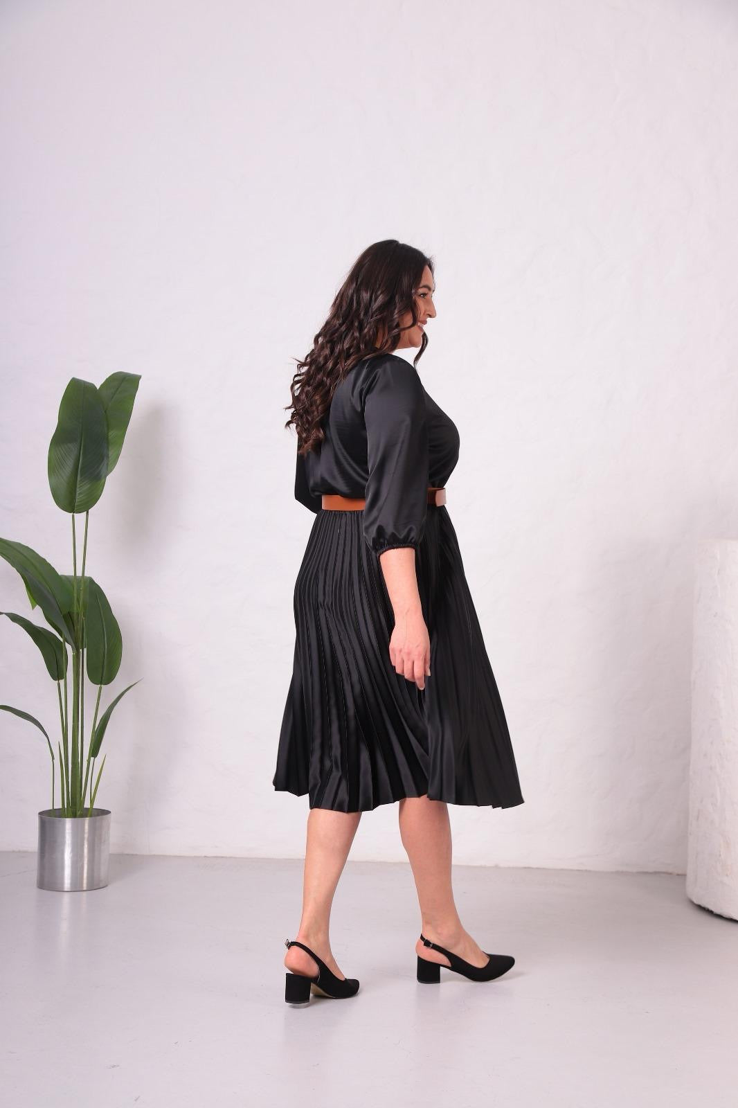 BÜYÜK BEDEN SATEN ELBİSE