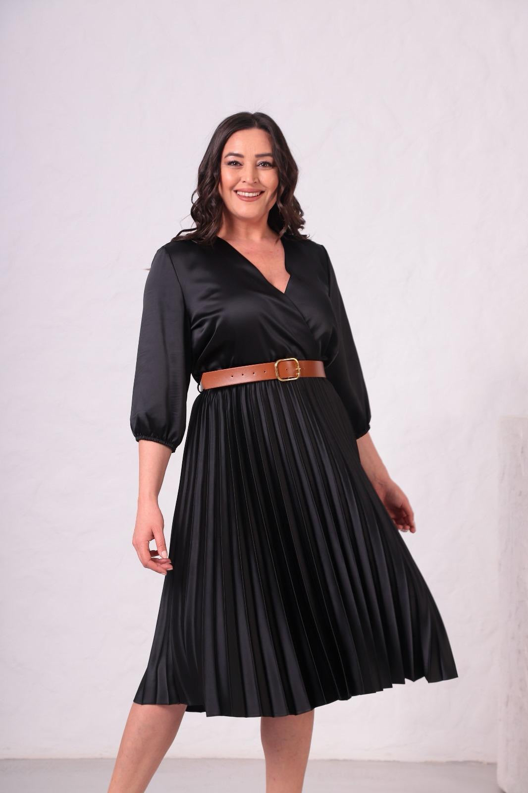 BÜYÜK BEDEN SATEN ELBİSE