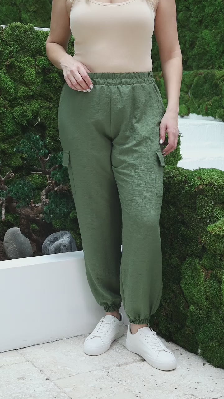 BELİ LASTİKLİ KARGO CEPLİ BÜYÜK BEDEN PANTOLON