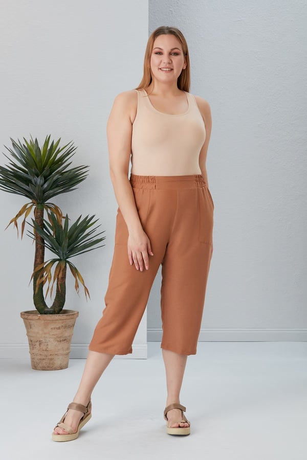 BELİ LASTİKLİ BÜYÜK BEDEN KAPRİ