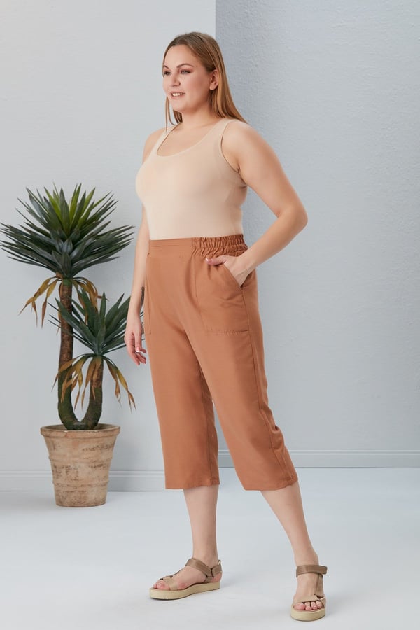 BELİ LASTİKLİ BÜYÜK BEDEN KAPRİ