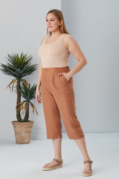 BELİ LASTİKLİ BÜYÜK BEDEN KAPRİ