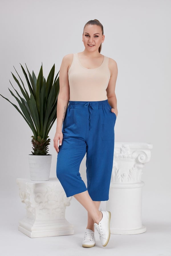 BELİ LASTİKLİ BÜYÜK BEDEN KAPRİ