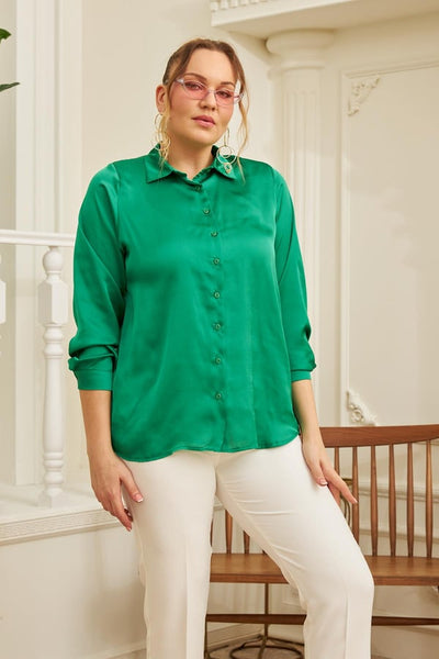 BÜYÜK BEDEN SATEN GÖMLEK