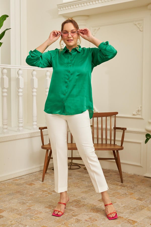 BÜYÜK BEDEN SATEN GÖMLEK