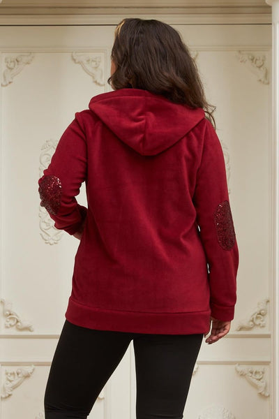 KOL VE CEP PUL PAYET İŞLEMELİ BÜYÜK BEDEN HIRKA