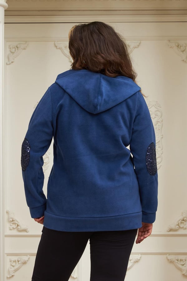 KOL VE CEP PUL PAYET İŞLEMELİ BÜYÜK BEDEN HIRKA