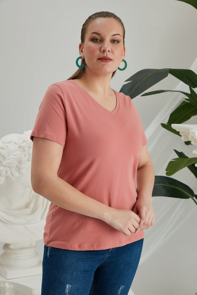 BÜYÜK BEDEN V YAKA TİŞÖRT